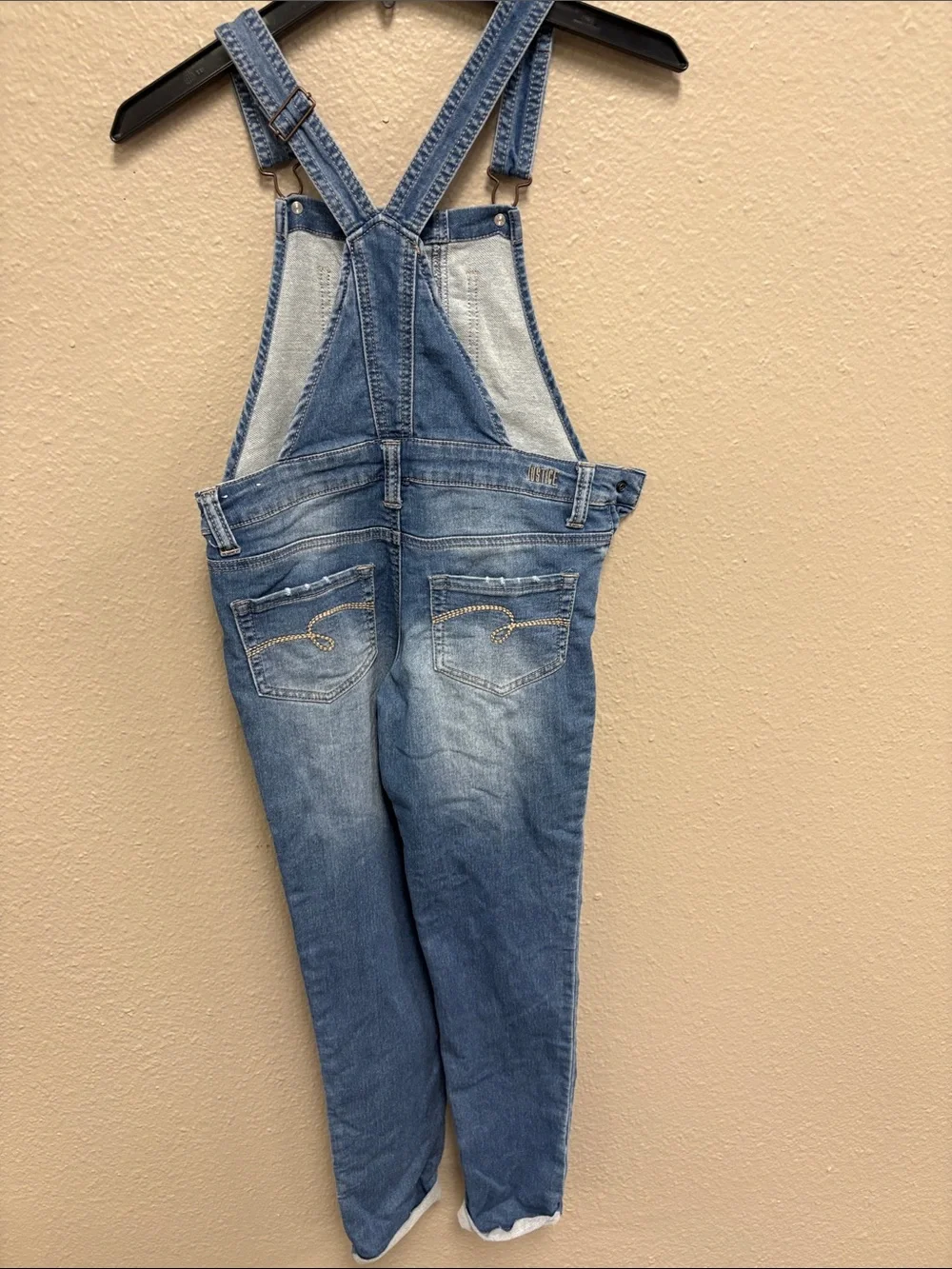 Justice juniors Light Blue Denim Overalls with Back Pocket Stitching